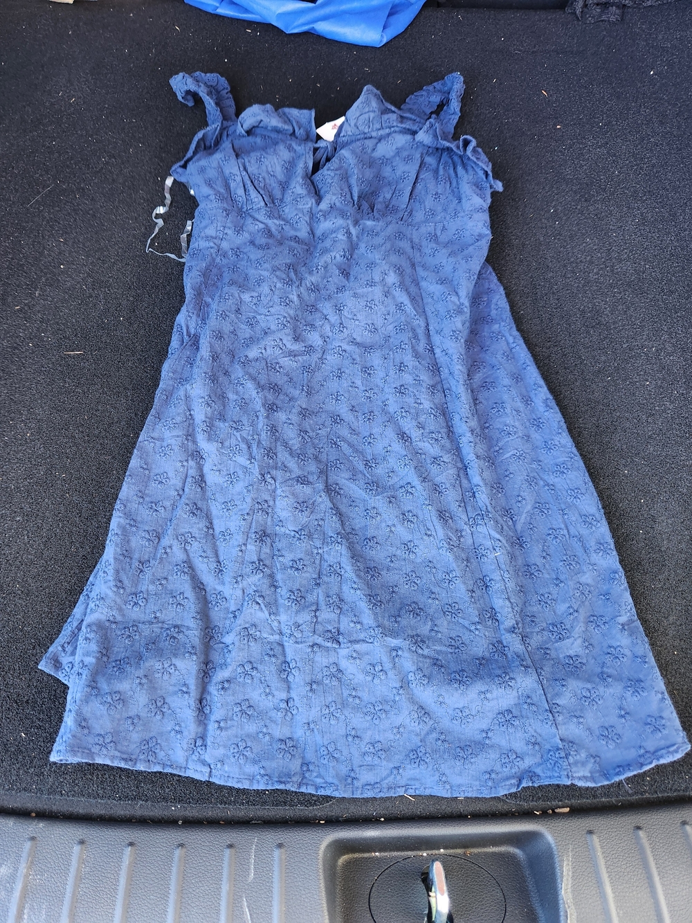Angie Blue Eyelet Ruffle Strap Sundress Women’s Size M 100% Cotton - Picture 3 of 5
